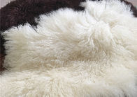Pele branca Materiral do Mongolian encaracolado natural longo de lãs dos carneiros do cabelo para o lance da cama