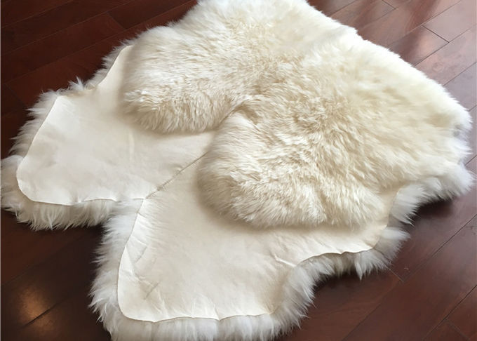 Quadrilátero longo branco natural do tapete da pele de carneiro de Nova Zelândia de lãs do tapete real da pele de carneiro