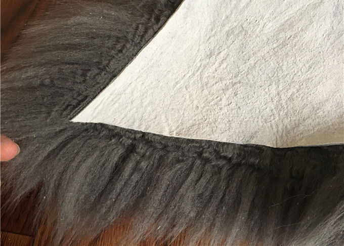 Pele de carneiro longa do preto de lãs pele real de Austrália do tapete da pele de carneiro da única