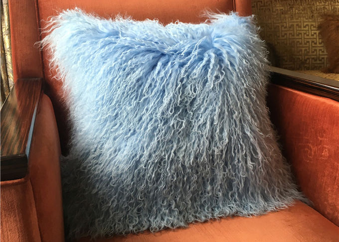 Descanso longo luxuoso do sofá da pele dos carneiros dos azul-céu do descanso da pele do Mongolian no hotel