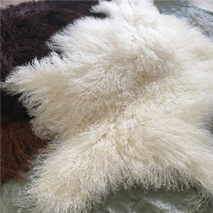 Cobertura encaracolado da pele dos carneiros do lambswool genuíno longo real do Mongolian da pele de carneiro do cabelo