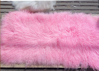 China As lãs reais 60*120cm da pele de carneiro do tapete 100% da pele de carneiro do Mongolian tingiram amostras grátis cor-de-rosa da cor fornecedor