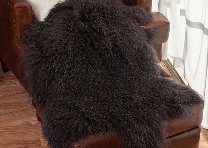 Mongolian 100% branco do tapete da pele de carneiro do cabelo longo encaracolado macio grande/pele tibetana do cordeiro